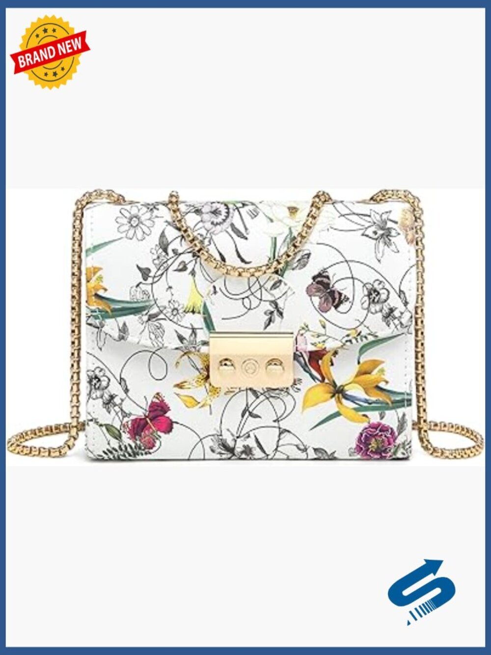 Designer Evening Bag Double Chain Strap Clutch Purse Crossbody Small